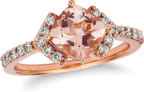 3/8 Carat Diamond and 1 Carat Cushion Cut Pink Morganite Statement Arrow Ring for Women in 14k Rose Gold (SI1-SI2, cttw) Promise Anniversary Ring Size 7 by LeVian