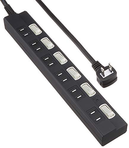 雷に強い節電タップ 6個口 2m 黒_HS-TPK62PBT-K 00-6945の商品画像（Amazon）