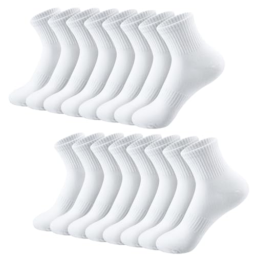 Image of Zuimei 8 Pairs White Sports Socks, Crew Socks Women