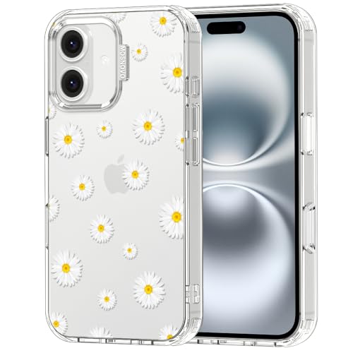 MOSNOVO Case for iPhone 16 Plus, [Buffertech 6.6ft Military-Grade Drop Protection] [Anti Peel Off Tech] Clear TPU Bumper Phone Case Cover Design - White Daisy by MOSNOVO - Used condition - US$17.08