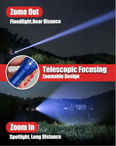 Image of Victoper LED Flashlight 2 Pack Blue, Bright Tactical Torch High Lumens 5 Modes, Waterproof Zoomable Flash Light for Outdoor, Birthday Gifts for Men, Dorm Room Hiking Camping Essentials Gear for Guys