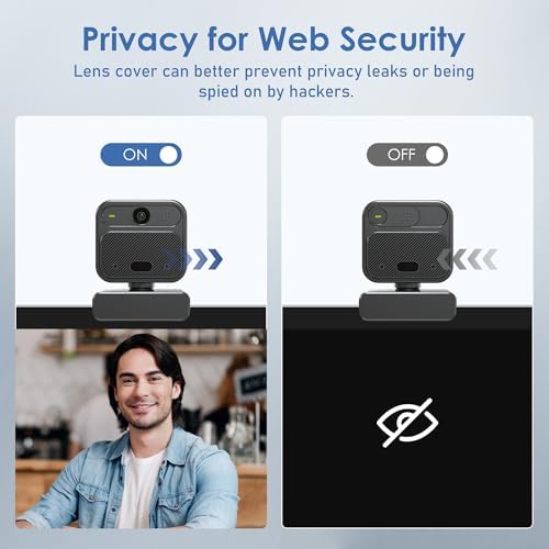 4K Webcam for PC, with 2 Microphone, 85° FOV Computer Cameras with Mirror & Flip Funtion, Remote, Precise Focus, Privacy Cover, Tripod, Webcam for PC, Great for for Computer/Zoom/Skype/Teams/Windows — view 6