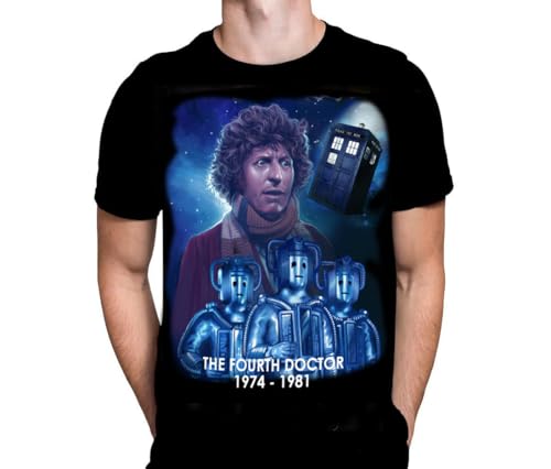 WSH - Fourth Doctor - Dr Who Men's Fan Merchandise Black Gildan T-Shirt