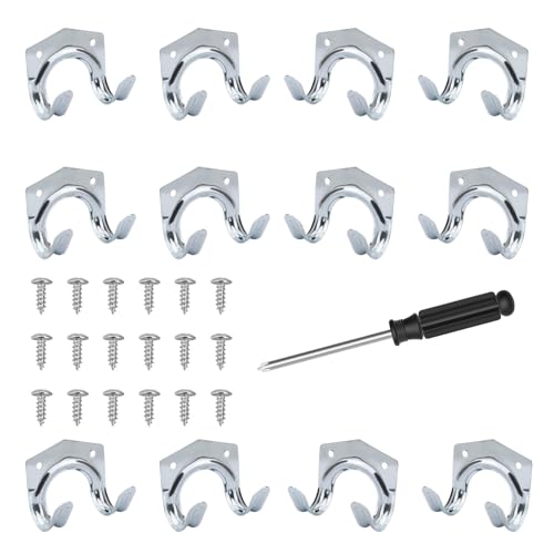 Jiahezhi 25 Pack Heavy Duty Multi, Tool Hooks, Wall-Mounted Storage Hangers for Garage, Shed and Garden Tools, Anti-Slip Double Hooks for Maximum Load Capacity