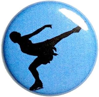 Ice Skater Skating Button Pin Pretty Blue Cool Badge Pinback 1 Inch 80-30