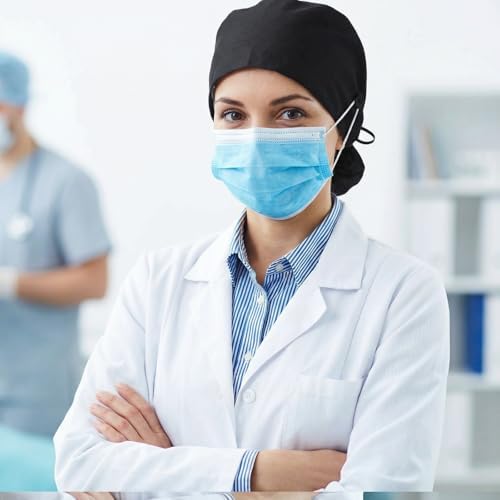 Satin Lined Scrub Cap for Women, Adjustable Working Cap Ponytail Hair Black — 사진 4