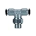 AIGNEP USA 50215N-14-1/2 Push-in Fittings, Swivel Branch Tee, Nickel Plated Brass, 14 mm Tube x 1/2" BSPP Thread