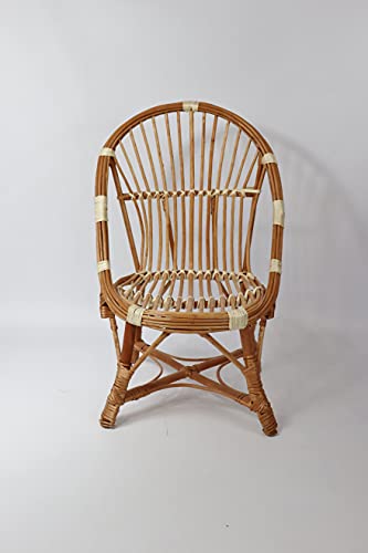 Cackoo Handmade Wicker Chair For Kids Rattan Kids Chair, Wicker Furniture, Rattan Furniture Natural Wicker Wood Boho (Grey Pillow) #TOP4