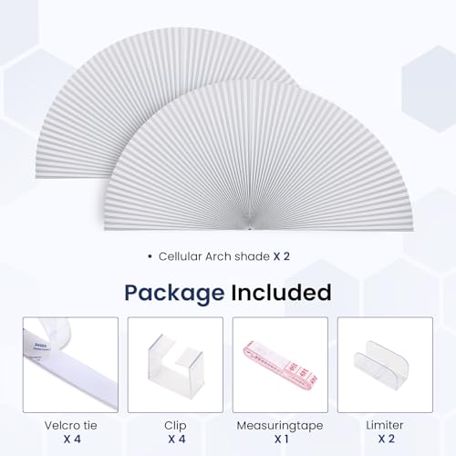 Grandekor 2 Pack Blackout Half Moon Window Shade 36" X 72" No Drill Cellular Blinds for Arche Windows Room Darkening Easy Install Nursery Theater Living Room Bedroom - Thumbnail 7