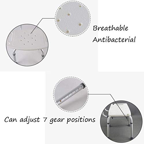 Fehun Bath Stools,Bath Seat Shower Stool Bath Chair Lightweight Aluminum With Non-Slip Backrest Height-Adjustable Older Women With Disabilities Carry 150 Kg #TOP1