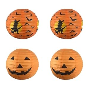 4 Stück Halloween Laterne Outdoor, Halloween Deko Papierlaterne Kinder