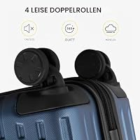 LEVEL8 Koffer Trolleys Hartschalen Leicht ABS+ PC Handgepäck Hartschalen-Koffer Trolley Rollkoffer Reisekoffer，TSA, 4 Rollen, 55 cm, 36 Liter,Blau – Ansicht 4