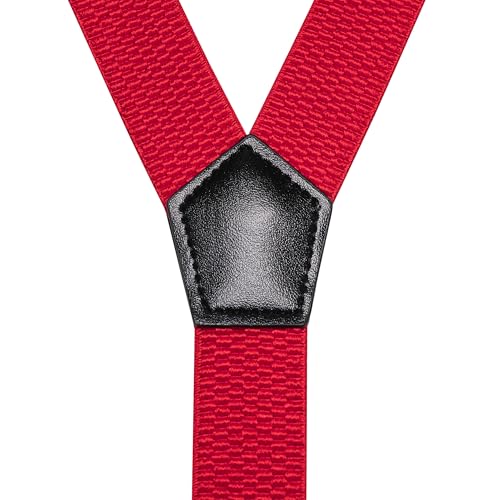 Image of RBOCOTT Mens Solid Color Suspender with 3 Cilps Adjustable Braces