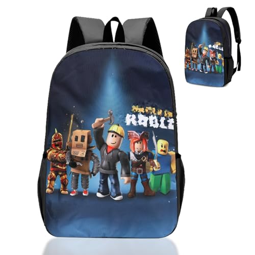 Roblx Backpack School Bag Boys Teen- Roblx Rucksack with Adjustable Shoulder Straps Students Schoolbag Anime Book Bags Kids Schoolbag Backpack Gifts for Game Fans Children Lightweight High Capacity