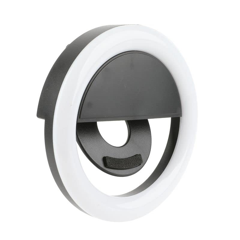 Image of ZETY RGB Selfie Ring Light for iPhone Clip on Ring Light for Computer Laptop Circle Selfie Light Ring LED Zoom Light for Phone Photography Camera Video Girl Make up Lights Rechargeable - (Black)