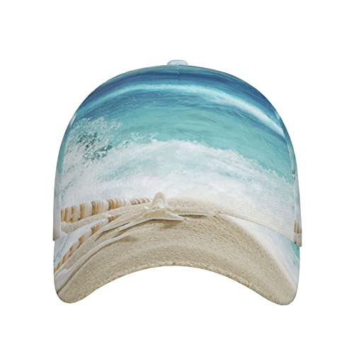 Sea Sand Starfish Baseball Cap Men Women Funny Cute Summer Sun Hat Beach Hat Adjustable Trucker Hat Hip Hop Hat Outdoor,Black #TOP1