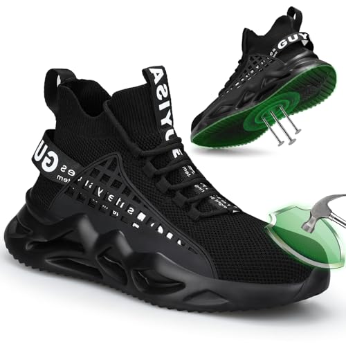 KGJIANDA Sapatos com Biqueira de Aço para Homens e Mulheres, Sapatos de Trabalho para Homens, Tênis