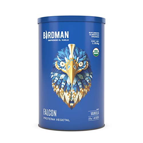 Birdman Falcon Protein Proteina Vegetal USDA Organica En Polvo (Vegana), 22gr Proteina, 39 Porciones Sabor Vainilla 1.170kg