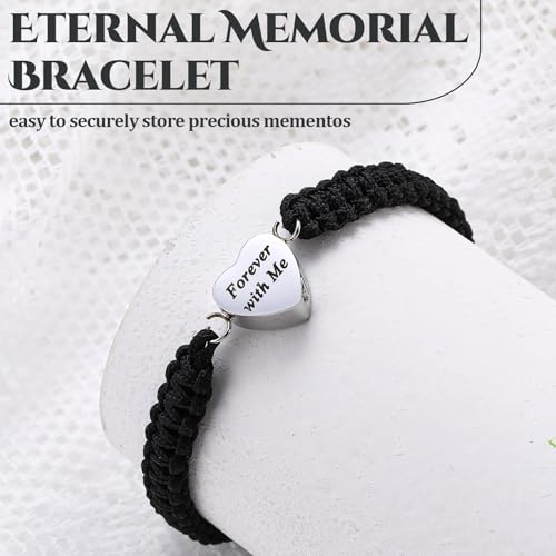 4 Pack Urn Bracelet Cremation Jewelry for Ashes Heart Handmade Braided Ashes Bracelet Adjustable Personalized Memorial Keepsakes Bangle Rope for Women Men Loved Ones and Pets3