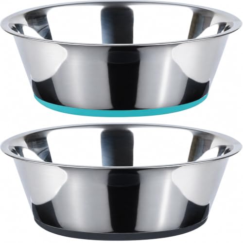 PEGGY11 Tiefe Edelstahl-Hundenäpfe, 1.440 ml, 2er-Set, Silikonboden