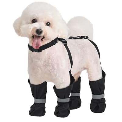 Dog Suspender Boots, Anti-Slip & Fall Waterproof Dog Shoes Leggings, Dog Paw Protector for Small Medium Dogs, Adjustable Dog Boots Pet Shoes for Outdoor Walking