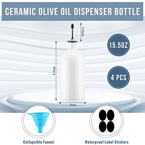 4 Pieces Ceramic Olive Oil Dispenser 16 Oz Oil Dispenser Bottle Ceramic Oil And Vinegar Cruet White Oil Dispenser Bottle For Kitchen Oil Vinegar Coffee Syrups #TOP1