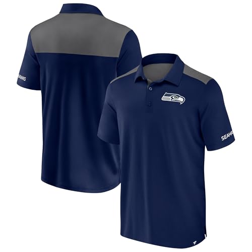 Fanatics Men's Navy/Gray Seattle Seahawks Colorblock Polo