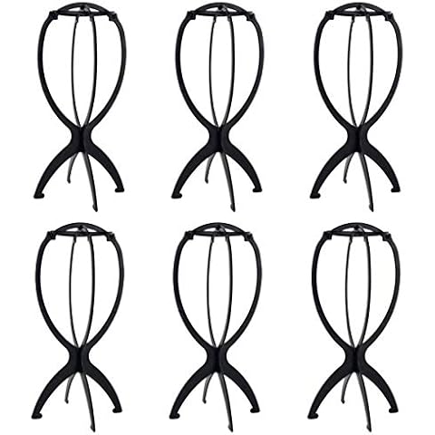 6 Pcs Wig Stand Holder Portable Durable Plastic Folding Wig Holder Hairpieces Display Tool Stable Wig Stand Dryer Cover