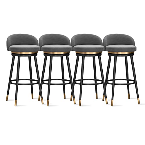 Taburetes de bar modernos de terciopelo, sillas giratorias de 360° con respaldo, elegantes asientos de isla de cocina, sillas tapizadas de altura de barra de desayuno para el hogar y restaurante
