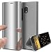 Produktbild HMTECH Galaxy J7 2017 Hülle Kristallklar Plating Überzug Spiegel Makeup Flip PU Lederhülle im Bookstyle Hart PC Magnetverschluss Standfunktion Schutzhülle für J7 2017,Silver PU Mirror