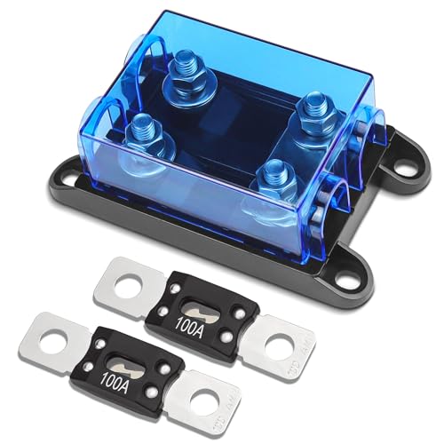 Mega Sicherungshalter 12 v / 48 v kfz Sicherungshalter Anm Sicherungshalter con 2 Stück Mega Sicherung 100A Langlebig Staubabweisend für LKW PKW Wohnmobil Wohnwagen