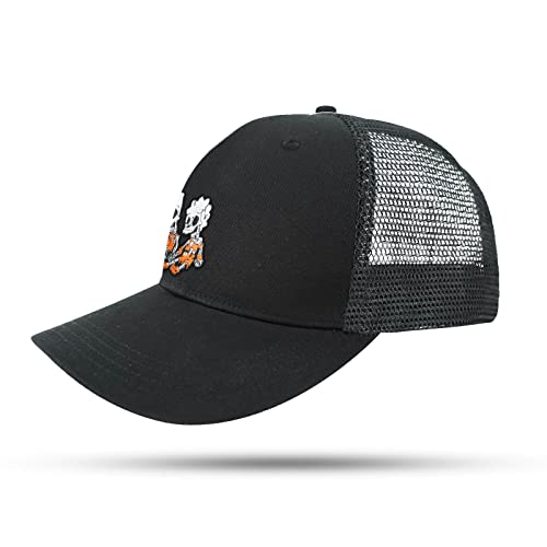 Black Funny Anime Embroidered Skull Baseball Caps For Men Women, Snapback Adjustable Sun Trucker Hats, Unisex Outdoor Embroidery Dad Hat #TOP1