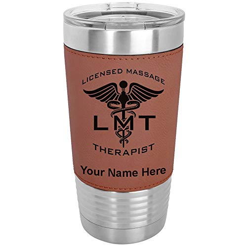 LaserGram Personalized 20oz Tumbler, LMT Massage Therapist (Dark Brown)