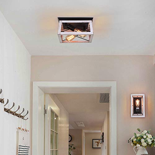 Luupyia Single Farmhouse Wall Light Fixtures Indoor, Rectangular, Metal Rustic Wall Sconces Industrial Farmhouse Wall Lights For Living Room Hallway Porch, Beige Gray #TOP6