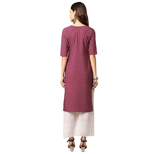 Image of Pinkmint Women's Crepe Floral Regular Kurta