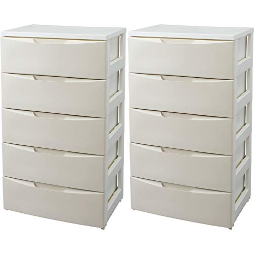 アイリスオーヤマ ルームチェスト 5段 RC-555 ホワイト/アイボリー 2個セット 幅55cm