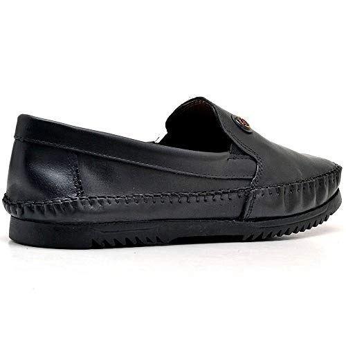 Ki 2 Pares Sapatilha Masculina de Couro Legitimo Mocassim (43, Preto e Café)