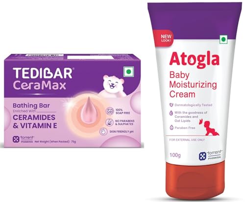 Image of Tedibar Ceramax Bathing Bar 75g & Atogla Baby Moisturizing Cream 100g