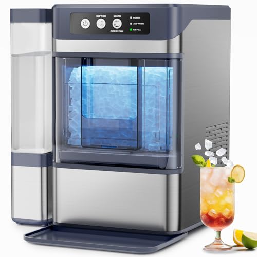 Image of Nugget Ice Maker Countertop, 44lbs /24H with 0.8 Gallon Tank, ETL Approval, Chewable Soft Pellet Ice Ready in 5 Mins, Stainless Steel Countertop Ice Maker with Self-Cleaning for Home, Office, RV