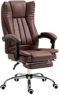 Vinsetto Executive Office Chair Micro Fibre Computer Desk Chair for Home with Arm, Swivel Wheels, Footrest, Brown