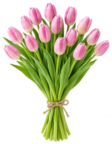 KaBloom-15 Pink Tulip Bouquet,Flowers for Valentine, Mother's Day