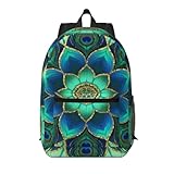 Zelinge Mochila para laptop de 13 pulgadas, bolsa para computadora, mochila de senderismo, Diseño verde pavo real, Talla única, Mochilas de viaje