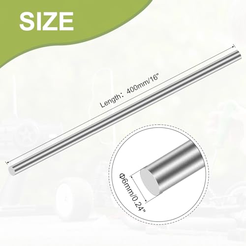 Image of 304 Stainless Steel Round Rod 6mm x 400mm, 10pcs Metal Solid Shaft Rods Lathe Bar Stock for Industry, Metal Working Hobbies and DIY Craft