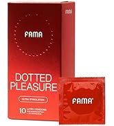 Amazon.com: FAMA Dotted Lubricated Condoms, Rasied Dots Texture for Ultra  Stimulation, Natural Latex, Lubricated Condoms, Triple Tested -3 Count :  Health & Household