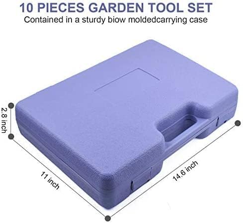 Hydrogarden Garden Tools Set, 10 Piece Gardening and Planting Kit with Carrying Case,Ergonomic Handle Gardening Work Set with Purple Floral Print, Gift for Gardening Lovers