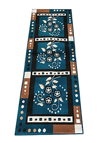 Image of Polyviscose Carpet Classic Traditional Runner Rug Folded Carpet (Size 1.5 X 5 Color S.Blue01)
