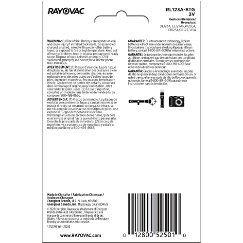 Rayovac 3V Batteries, Photo 3 Volt Battery Lithium, 8 Count #TOP4