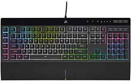 Corsair K55 RGB PRO XT - Dynamic Per-Key RGB Backlighting - Six Macro Keys with Elgato Stream Deck Software Integration - IP42 Dust and Spill-Resistant - Detachable Palm Rest - Media and Volume Keys