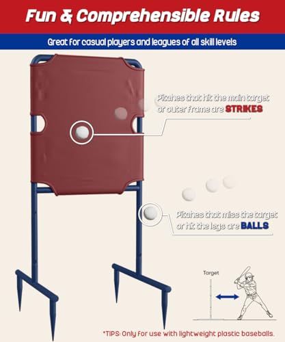 Image of Garbuildman Baseball Strike Zone Target for Plastic Balls, Portable Metal Frame Pitching & Hitting Training Tool for Outdoor