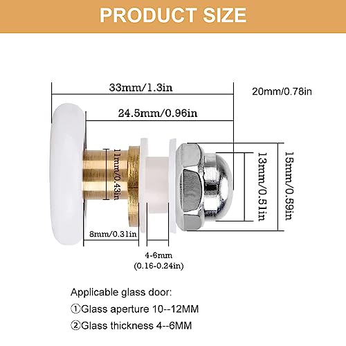 Schiebetür Ersatzrollen 20mm, Duschtürrollen, Duschtür Riemenscheiben, 4 Stück Riemenscheiben Läufer, Duschkabinen Rollen Zubehör, für Duschkabinentür, Glas Dusch Schiebetüren, Butyeak